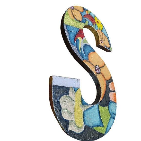 Anthropologie Ampersand S Painted Sign Alphabet Wall Art Name Symbol Home Décor - Picture 4 of 9
